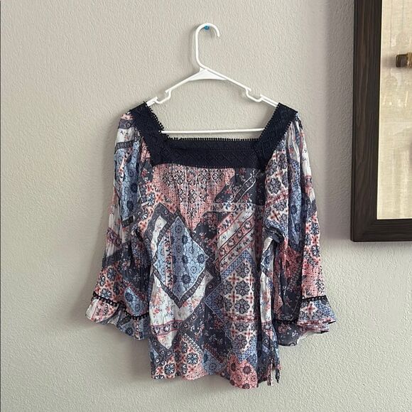 Zac & Rachel Women's Multicolor Bohemian Top Sz L - Picture 1 of 8